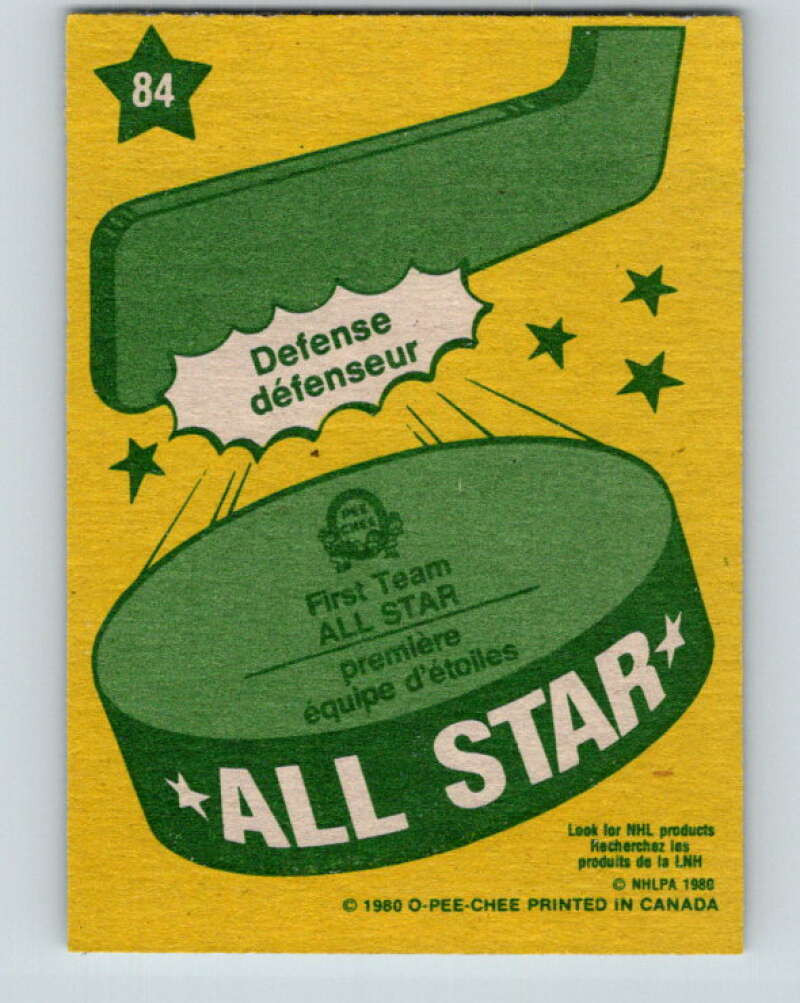 1980-81 O-Pee-Chee #84 Larry Robinson AS Montreal Canadiens V37837