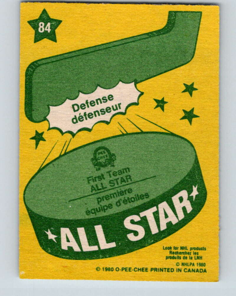 1980-81 O-Pee-Chee #84 Larry Robinson AS Montreal Canadiens V37848