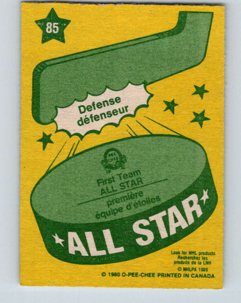 1980-81 O-Pee-Chee #85 Borje Salming AS Toronto Maple Leafs V37854