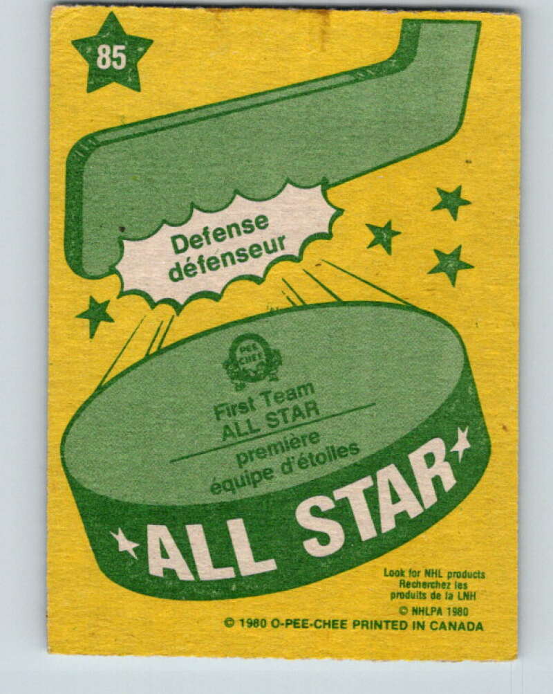 1980-81 O-Pee-Chee #85 Borje Salming AS Toronto Maple Leafs V37857