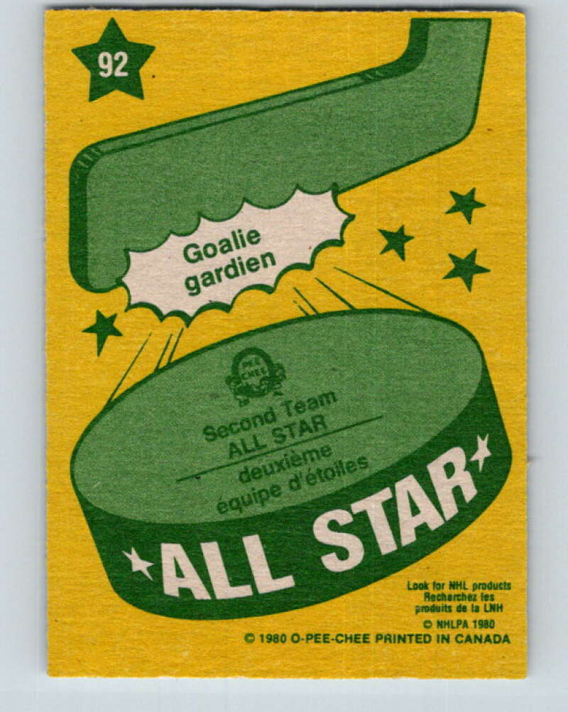 1980-81 O-Pee-Chee #92 Don Edwards AS Buffalo Sabres V37930