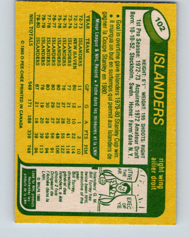 1980-81 O-Pee-Chee #102 Bob Nystrom New York Islanders V38042