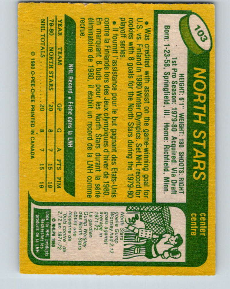 1980-81 O-Pee-Chee #103 Steve Christoff OLY RC Rookie North Stars V38052