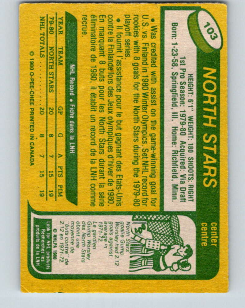 1980-81 O-Pee-Chee #103 Steve Christoff OLY RC Rookie North Stars V38056
