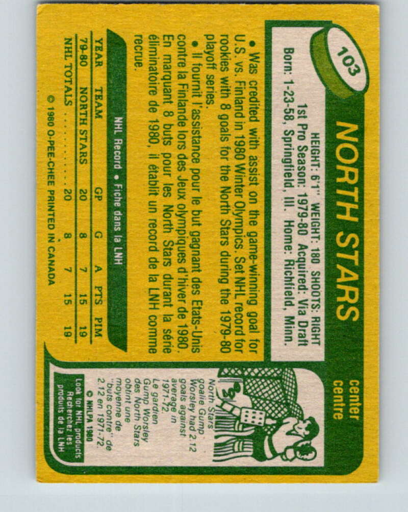 1980-81 O-Pee-Chee #103 Steve Christoff OLY RC Rookie North Stars V38058