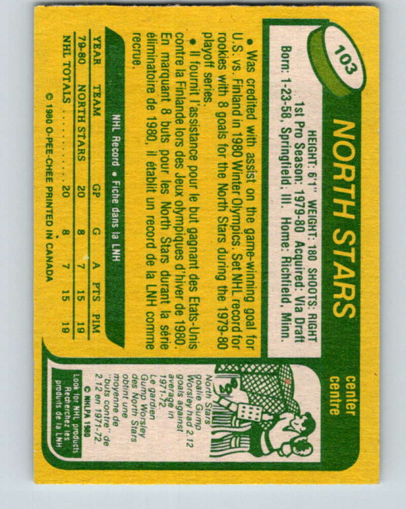 1980-81 O-Pee-Chee #103 Steve Christoff OLY RC Rookie North Stars V38059