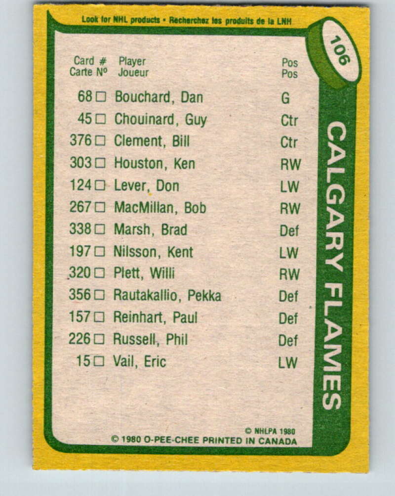 1980-81 O-Pee-Chee #106 Kent Nilsson TL Calgary Flames V38086