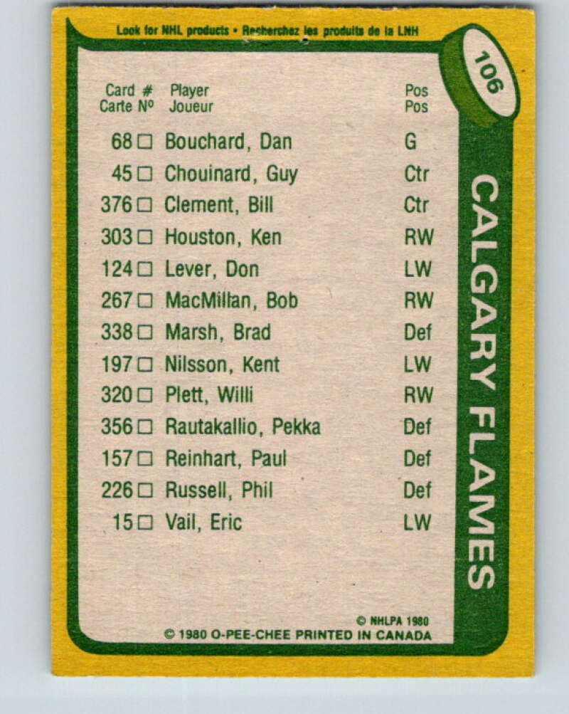 1980-81 O-Pee-Chee #106 Kent Nilsson TL Calgary Flames V38087