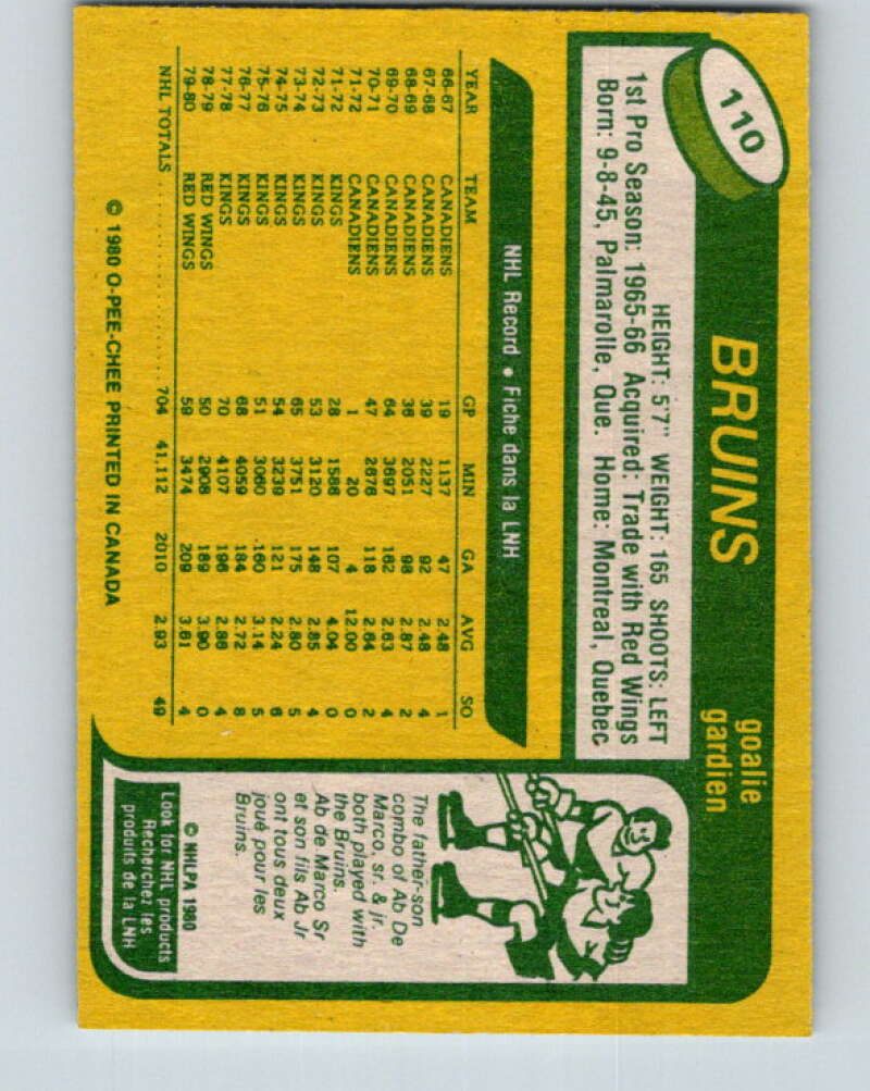 1980-81 O-Pee-Chee #110 Rogie Vachon Boston Bruins V38123