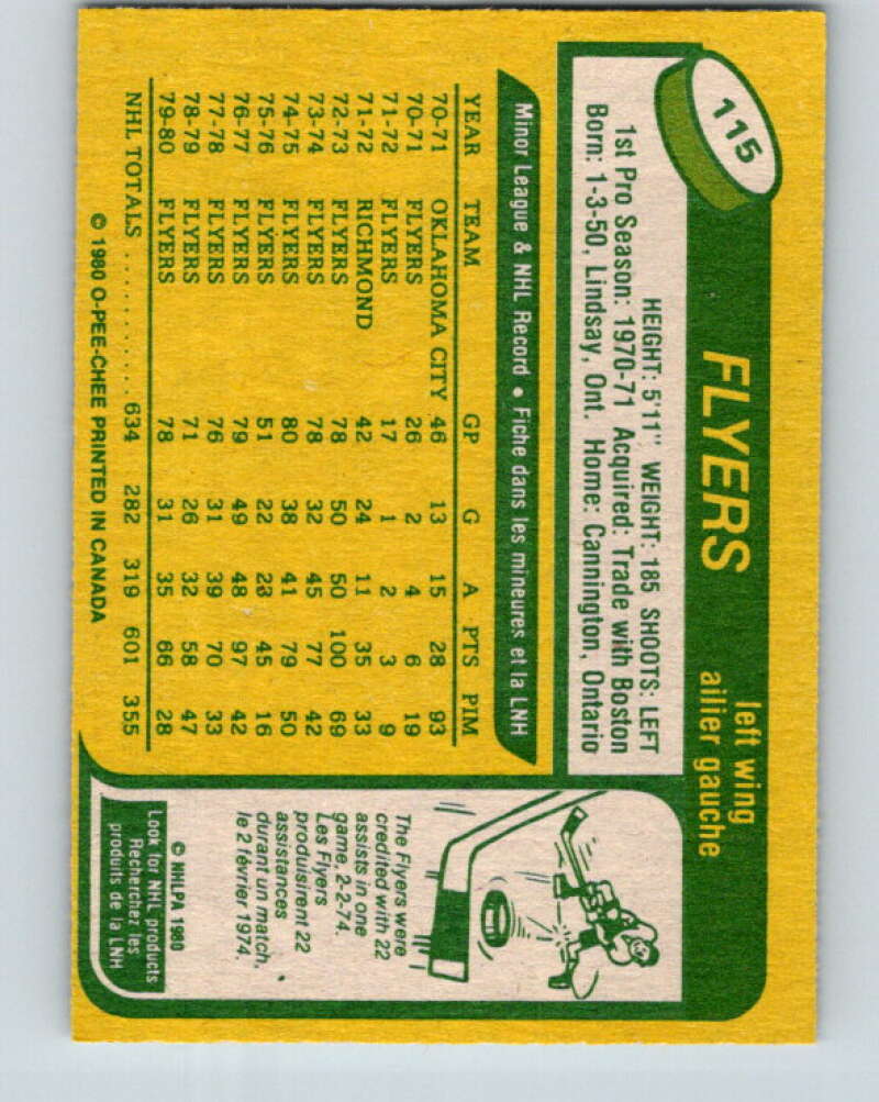 1980-81 O-Pee-Chee #115 Rick MacLeish Philadelphia Flyers V38173