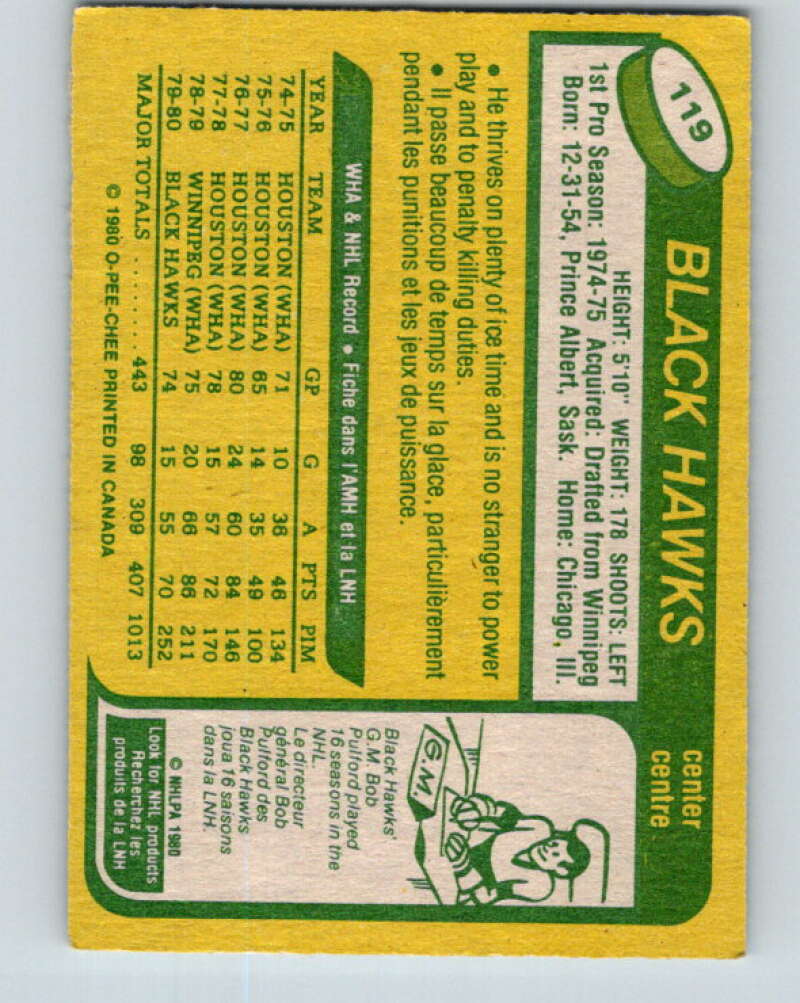 1980-81 O-Pee-Chee #119 Terry Ruskowski Chicago Blackhawks V38210