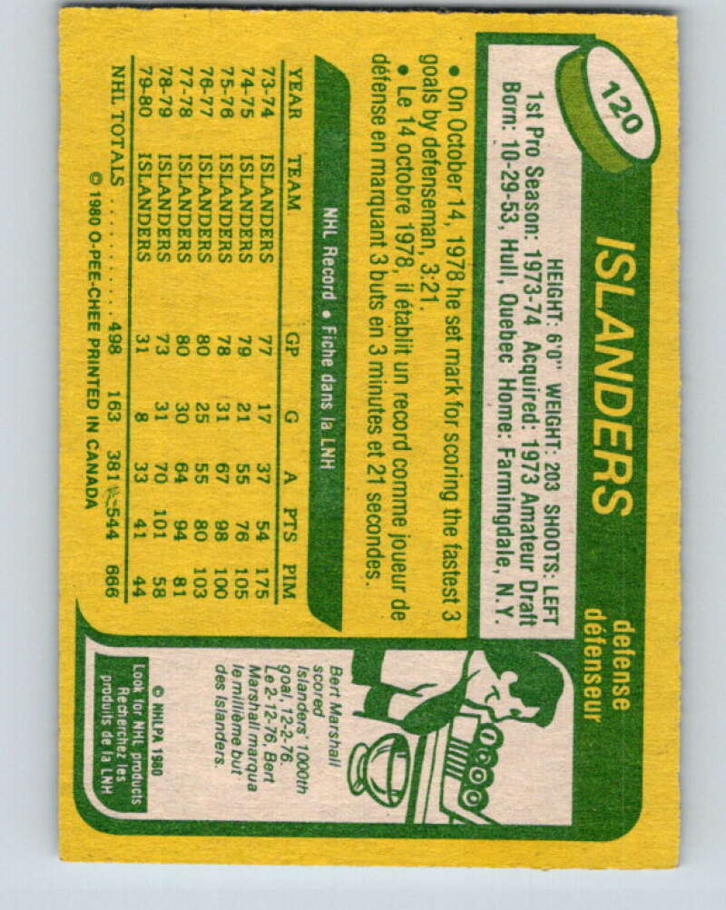 1980-81 O-Pee-Chee #120 Denis Potvin New York Islanders V38223