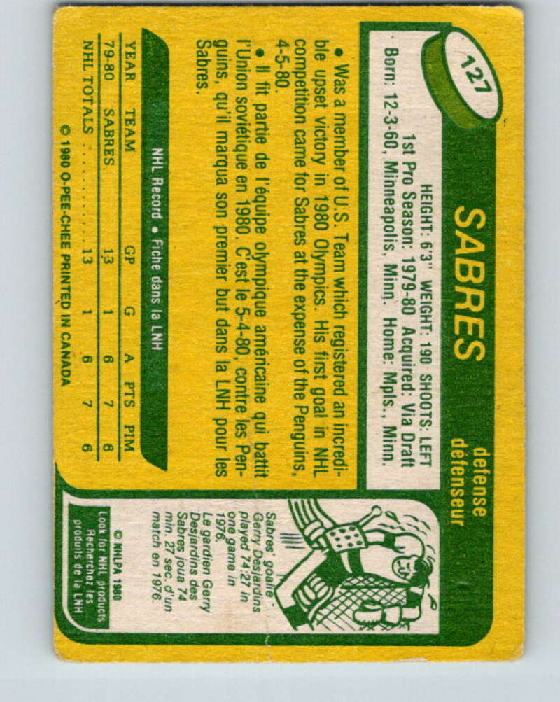 1980-81 O-Pee-Chee #127 Mike Ramsey OLY RC Rookie Buffalo Sabres V38294