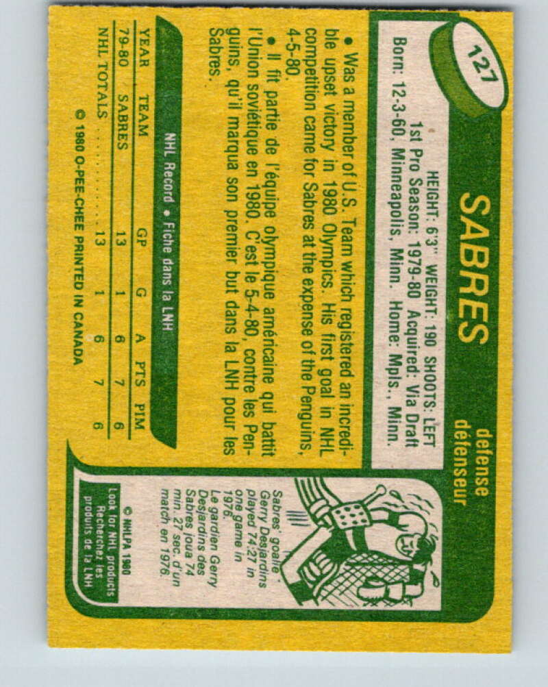 1980-81 O-Pee-Chee #127 Mike Ramsey OLY RC Rookie Buffalo Sabres V38297