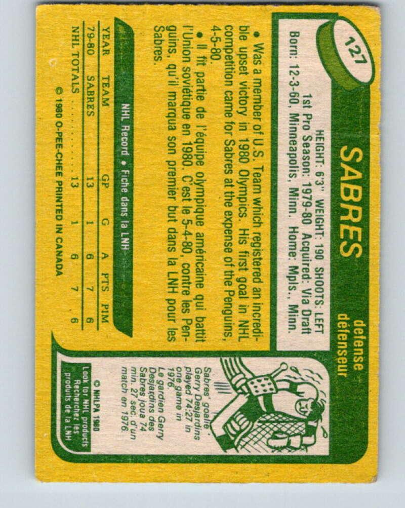 1980-81 O-Pee-Chee #127 Mike Ramsey OLY RC Rookie Buffalo Sabres V38299