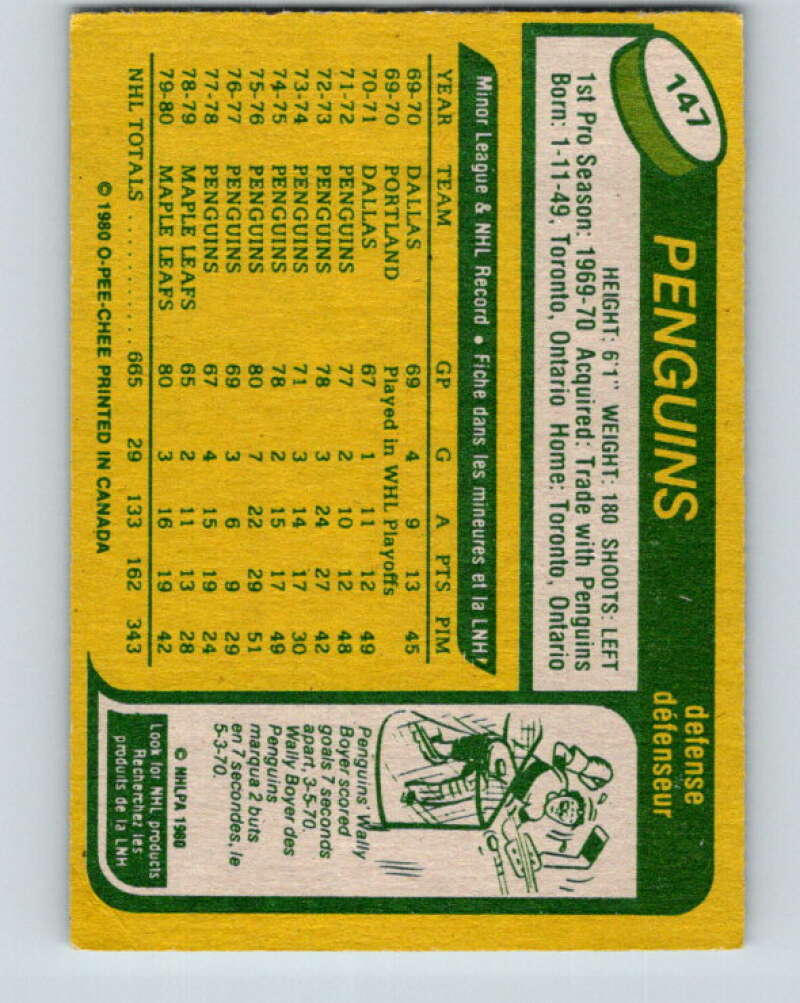 1980-81 O-Pee-Chee #147 Dave Burrows Pittsburgh Penguins V38492
