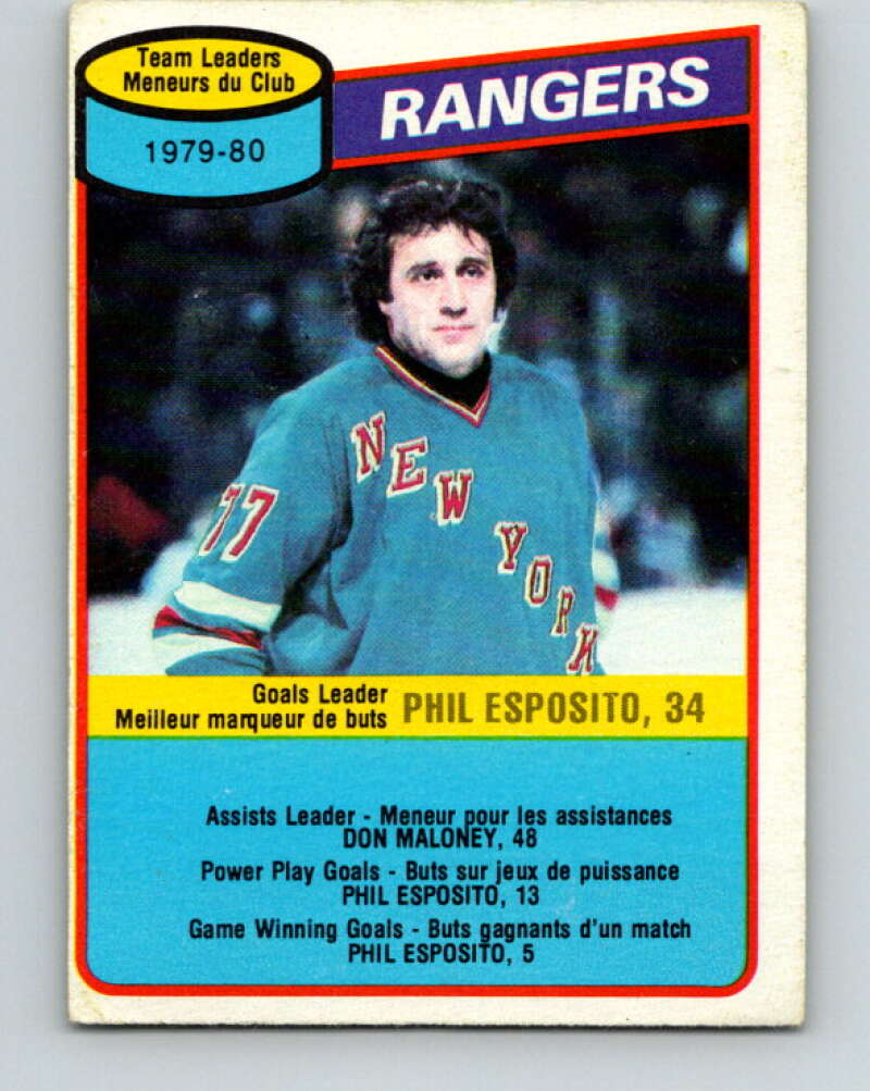 1980-81 O-Pee-Chee #149 Phil Esposito TL New York Rangers V38512