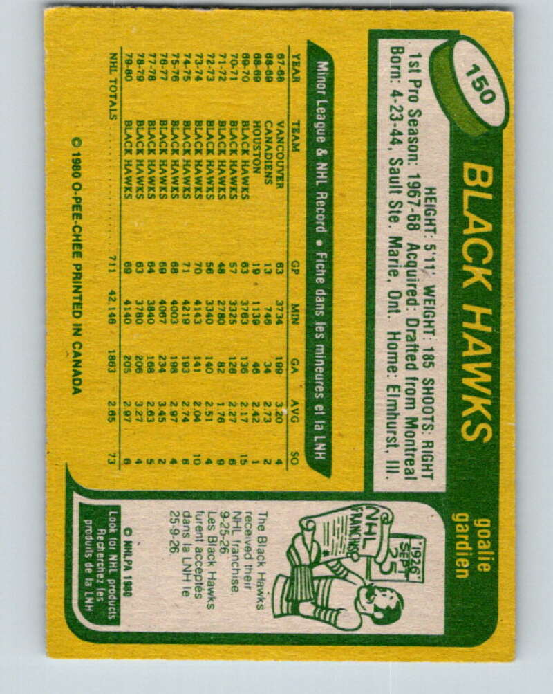 1980-81 O-Pee-Chee #150 Tony Esposito Chicago Blackhawks V38517