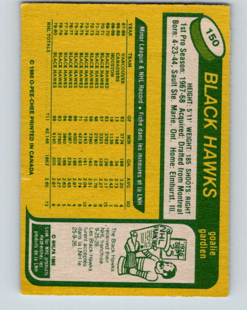 1980-81 O-Pee-Chee #150 Tony Esposito Chicago Blackhawks V38519