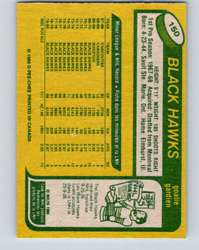 1980-81 O-Pee-Chee #150 Tony Esposito Chicago Blackhawks V38529