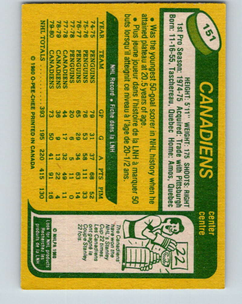 1980-81 O-Pee-Chee #151 Pierre Larouche Montreal Canadiens V38539