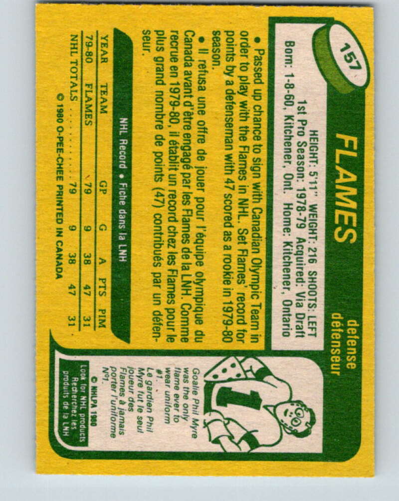 1980-81 O-Pee-Chee #157 Paul Reinhart RC Rookie Calgary Flames V38606