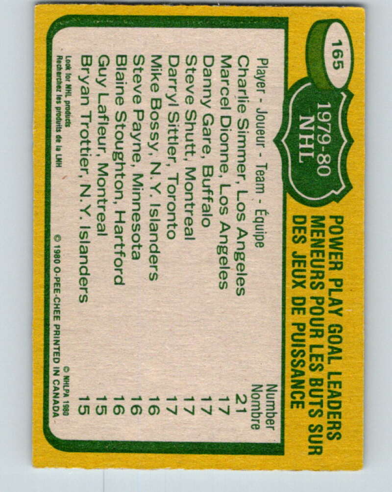 1980-81 O-Pee-Chee #165 Dionne/Gare/Shutt/Simmer/ Sittler LL V38669