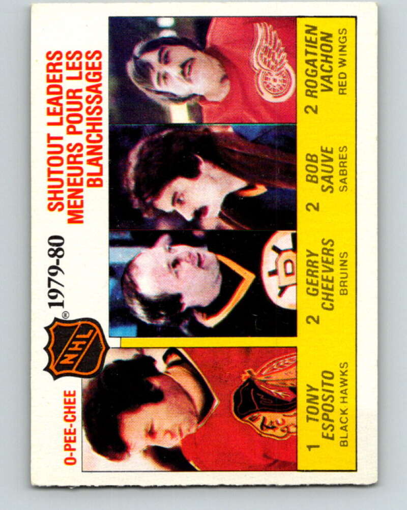 1980-81 O-Pee-Chee #168 Cheevers/Esposito/Sauve/Vachon LL V38687
