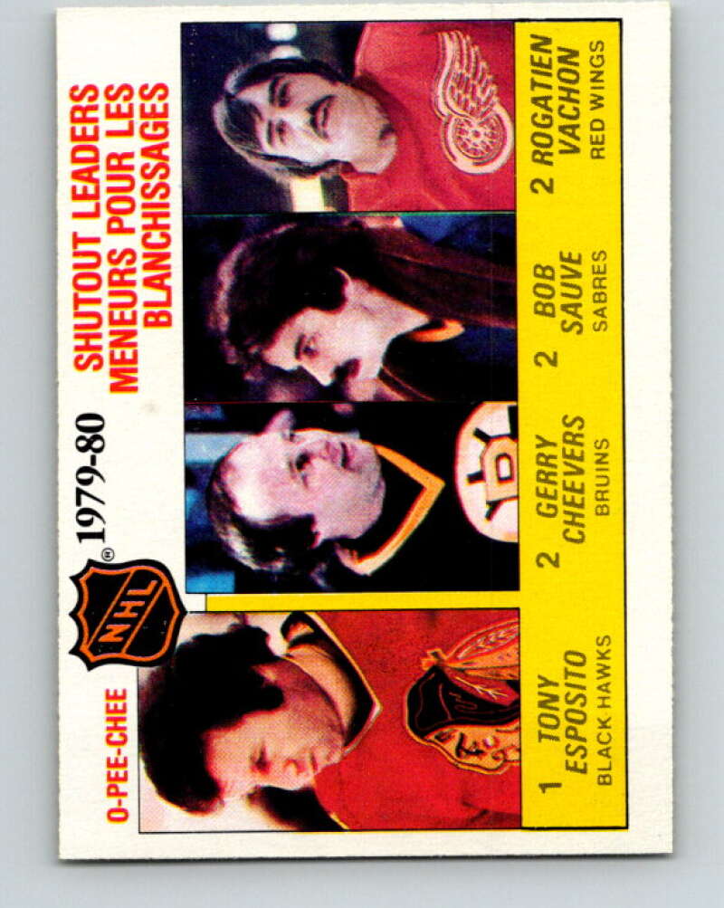 1980-81 O-Pee-Chee #168 Cheevers/Esposito/Sauve/Vachon LL V38689