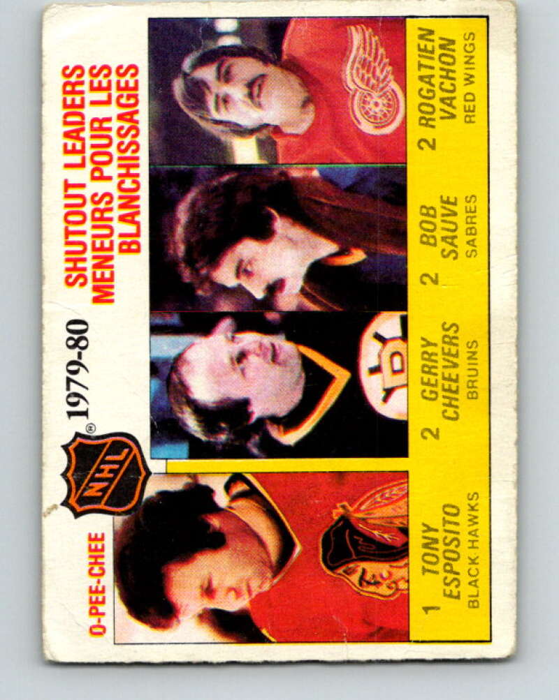 1980-81 O-Pee-Chee #168 Cheevers/Esposito/Sauve/Vachon LL V38694