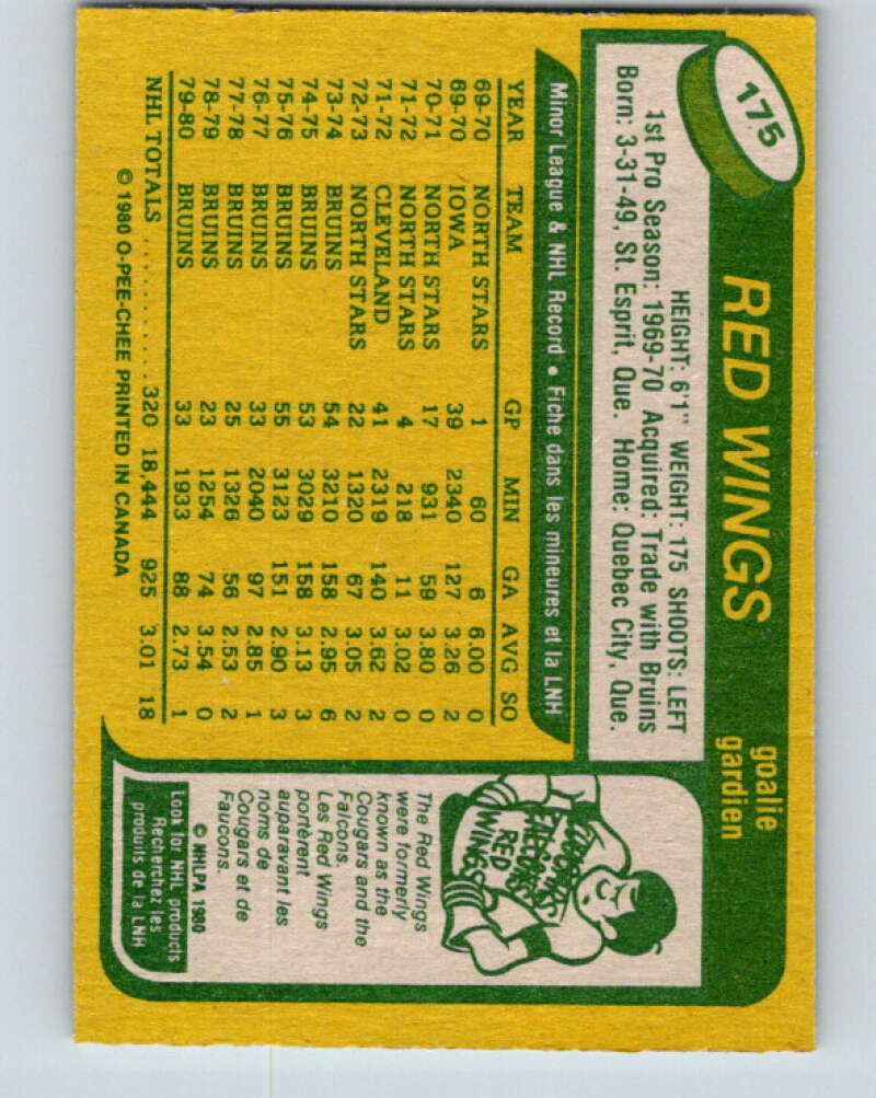 1980-81 O-Pee-Chee #175 Gilles Gilbert Detroit Red Wings V38749