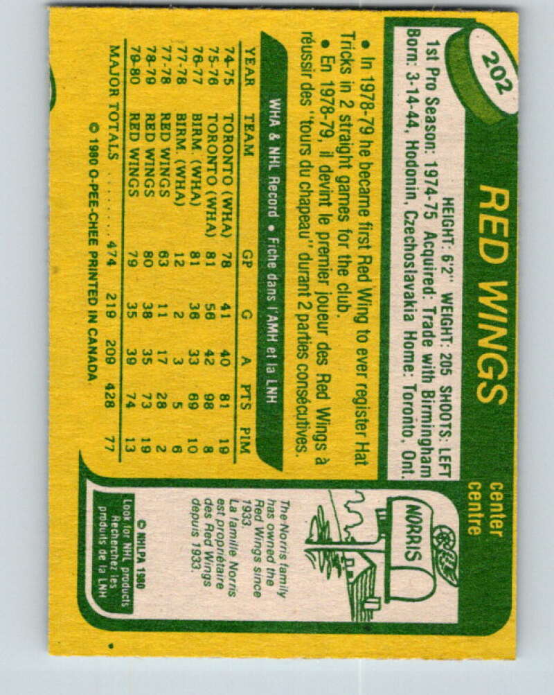 1980-81 O-Pee-Chee #202 Vaclav Nedomansky Detroit Red Wings V39009