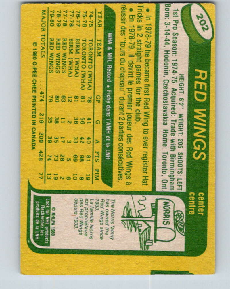 1980-81 O-Pee-Chee #202 Vaclav Nedomansky Detroit Red Wings V39013