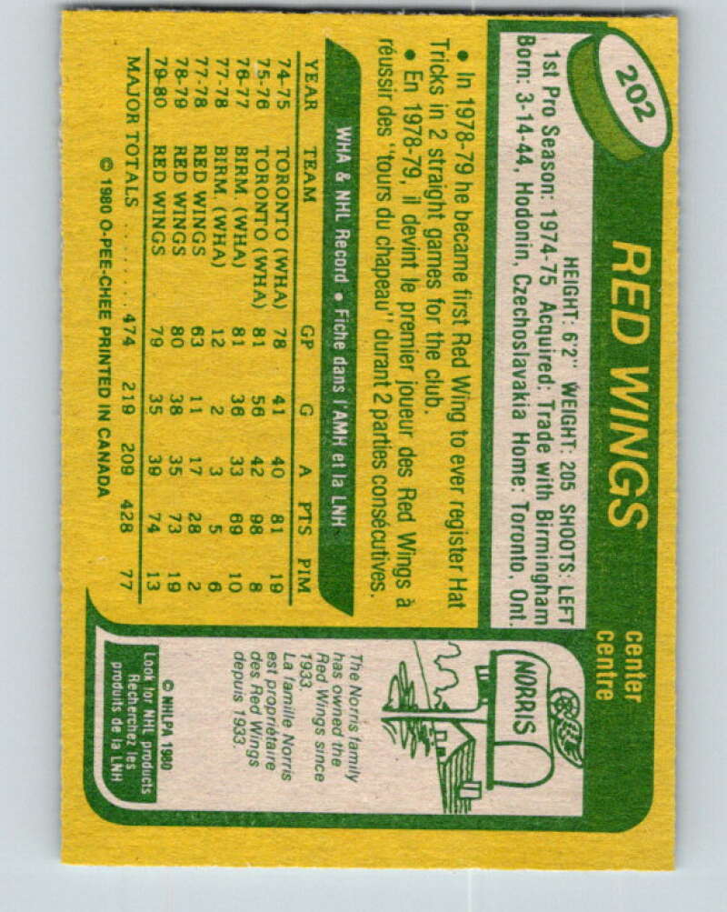 1980-81 O-Pee-Chee #202 Vaclav Nedomansky Detroit Red Wings V39015