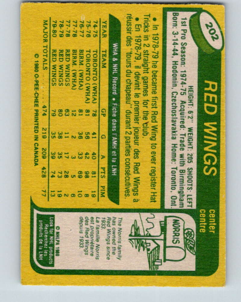 1980-81 O-Pee-Chee #202 Vaclav Nedomansky Detroit Red Wings V39020