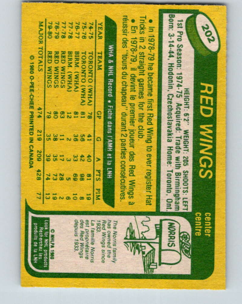 1980-81 O-Pee-Chee #202 Vaclav Nedomansky Detroit Red Wings V39021