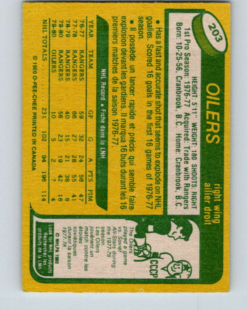 1980-81 O-Pee-Chee #203 Don Murdoch Edmonton Oilers V39125