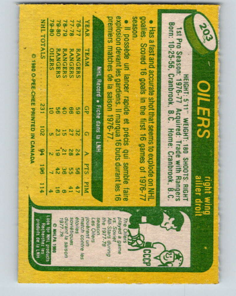 1980-81 O-Pee-Chee #203 Don Murdoch Edmonton Oilers V39130