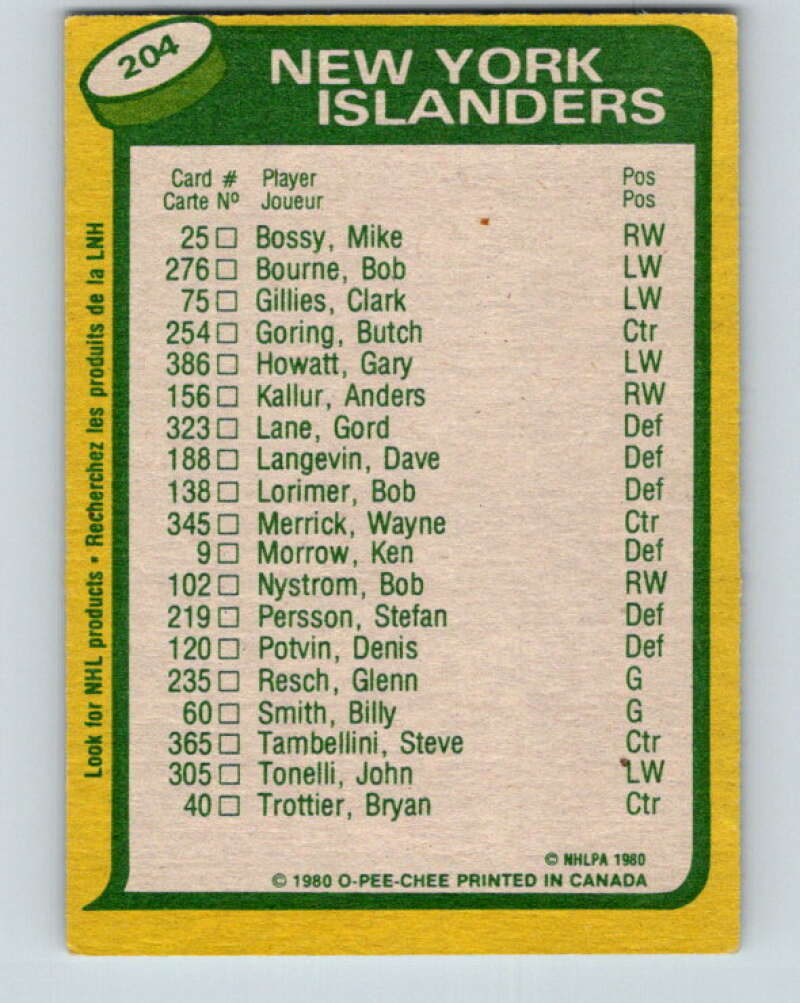 1980-81 O-Pee-Chee #204 Mike Bossy TL New York Islanders V39131