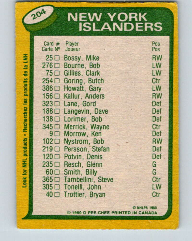 1980-81 O-Pee-Chee #204 Mike Bossy TL New York Islanders V39134