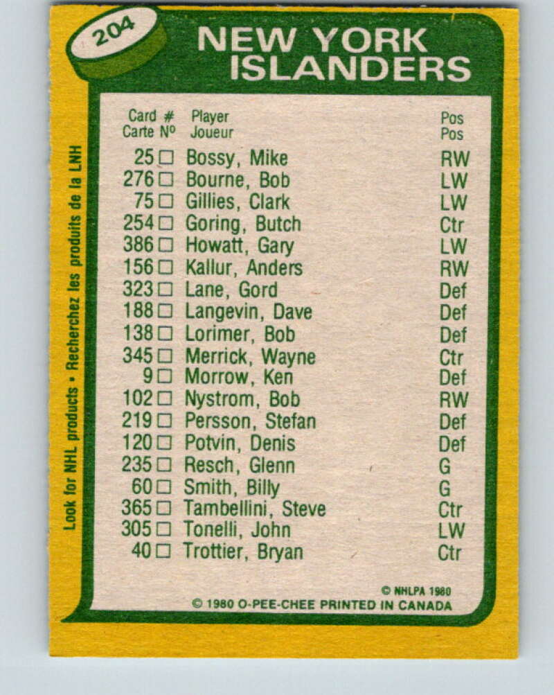 1980-81 O-Pee-Chee #204 Mike Bossy TL New York Islanders V39135