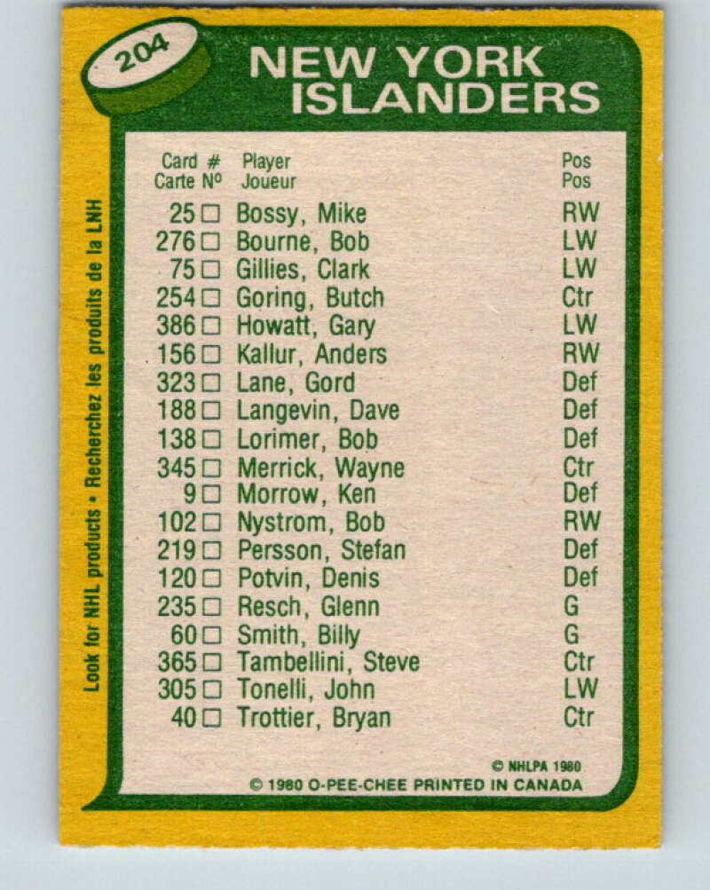 1980-81 O-Pee-Chee #204 Mike Bossy TL New York Islanders V39138