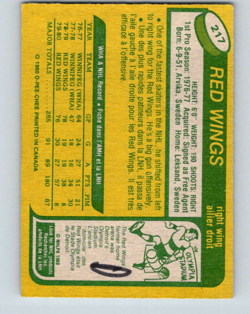 1980-81 O-Pee-Chee #217 Dan Labraaten Detroit Red Wings V39272