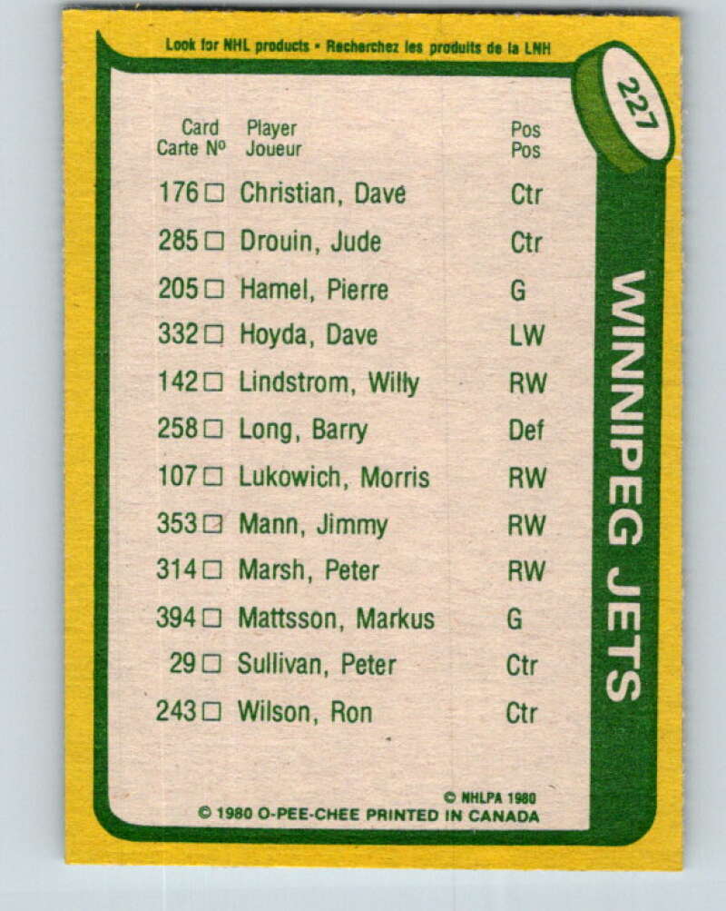 1980-81 O-Pee-Chee #227 Morris Lukowich TL Winnipeg Jets V39365