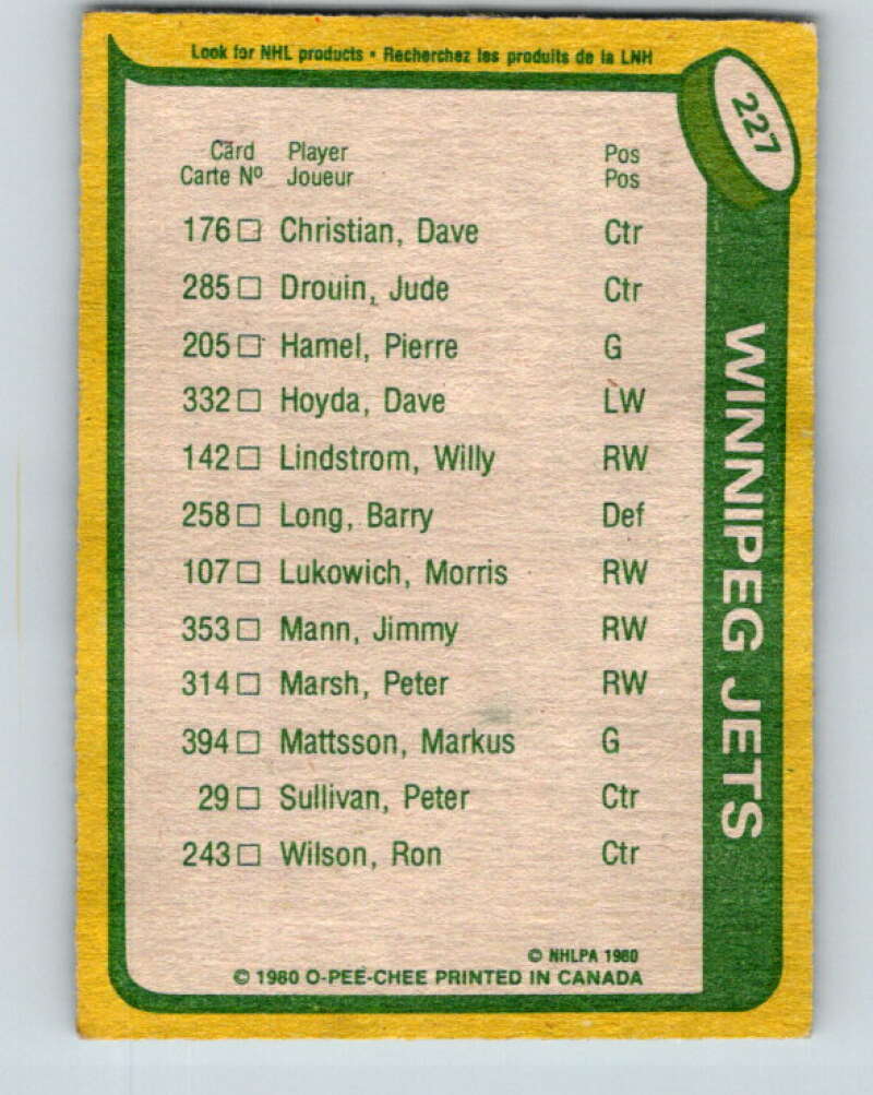 1980-81 O-Pee-Chee #227 Morris Lukowich TL Winnipeg Jets V39366