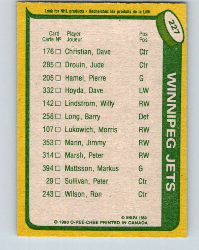 1980-81 O-Pee-Chee #227 Morris Lukowich TL Winnipeg Jets V39371