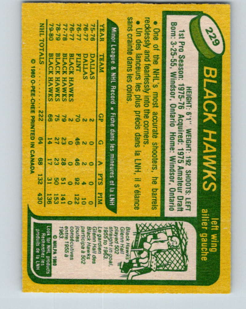 1980-81 O-Pee-Chee #229 Ted Bulley Chicago Blackhawks V39395