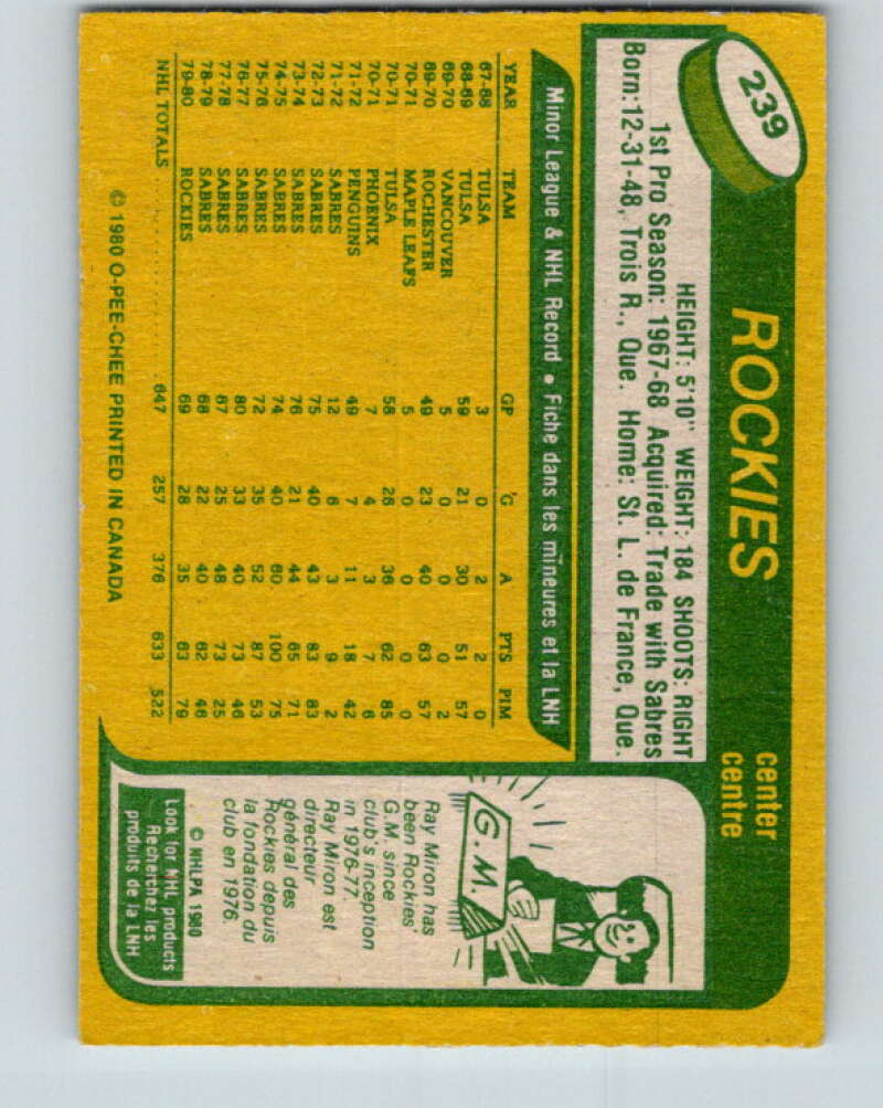 1980-81 O-Pee-Chee #239 Rene Robert Colorado Rockies V39505