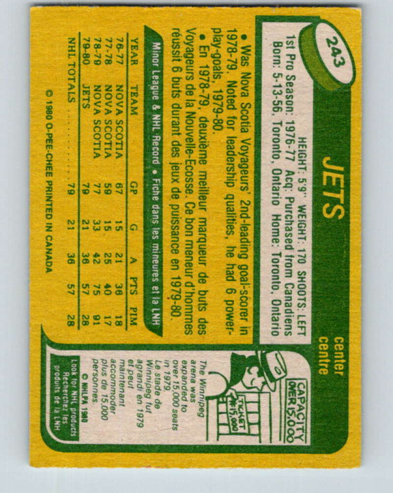 1980-81 O-Pee-Chee #243 Ron Wilson RC Rookie Winnipeg Jets V39538