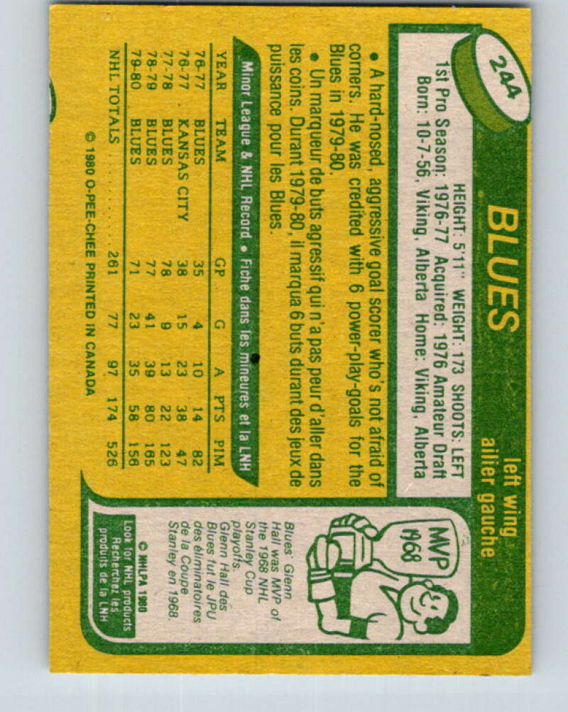 1980-81 O-Pee-Chee #244 Brian Sutter St. Louis Blues V39542